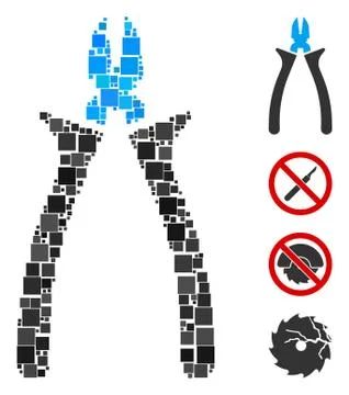 Square Nippers Icon Vector Mosaic Stock Illustration