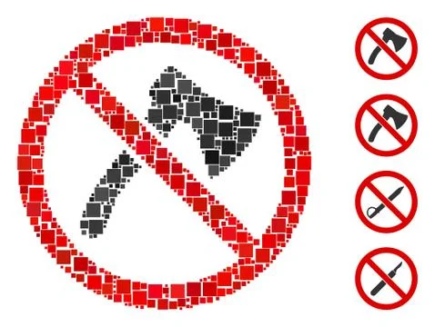 Square No Axe Icon Vector Collage Stock Illustration