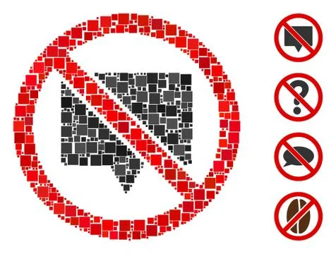 Square No Banner Icon Vector Mosaic Stock Illustration