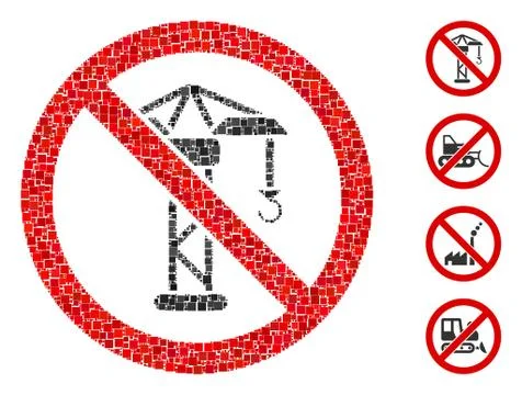 Square No Building Crane Icon Vector Mosaic Stock Illustration