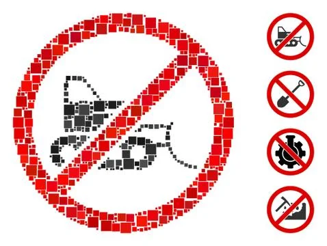 Square No Bulldozer Icon Vector Collage Ilustração Stock