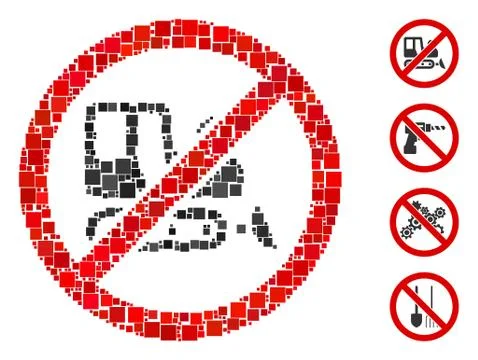 Square No Bulldozer Icon Vector Collage Ilustração Stock