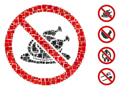 Square No Chicken Dish Icon Vector Mosaic Stock Illustration
