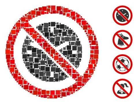Square No Clock Icon Vector Mosaic Stock Illustration