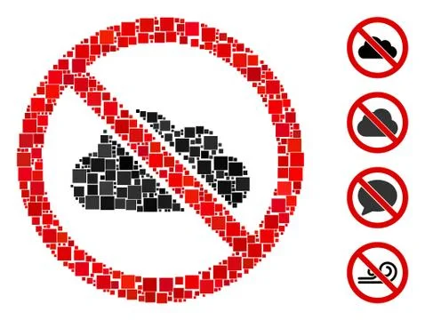 Square No Cloud Icon Vector Mosaic Stock Illustration