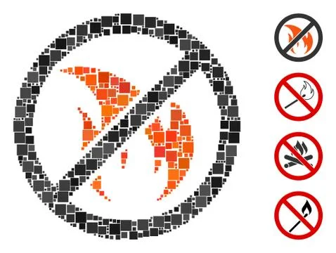 Square No Fire Icon Vector Collage Stock Illustration