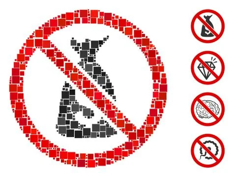 Square No Funds Icon Vector Collage Stock Illustration