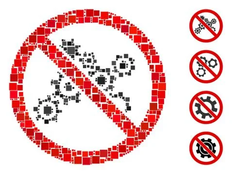 Square No Gears Icon Vector Collage 库存插图