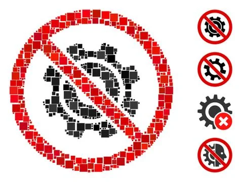 Square No Gearwheel Icon Vector Mosaic Stock Illustration