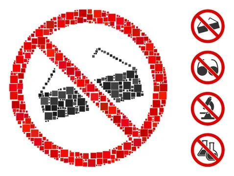 Square No Glasses Icon Vector Collage Stock Illustration