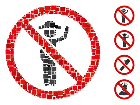 Square No Hitchhiking Icon Vector Mosaic Stock Illustration