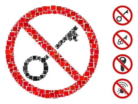 Square No Key Icon Vector Collage Stock Illustration