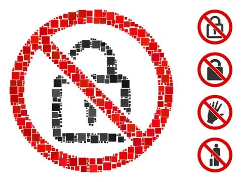 Square No Lock Icon Vector Collage Illustrazione stock