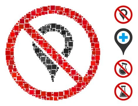 Square No Map Marker Icon Vector Mosaic 스톡 일러스트