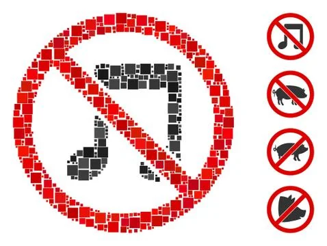 Square No Melody Icon Vector Collage Stock Illustration