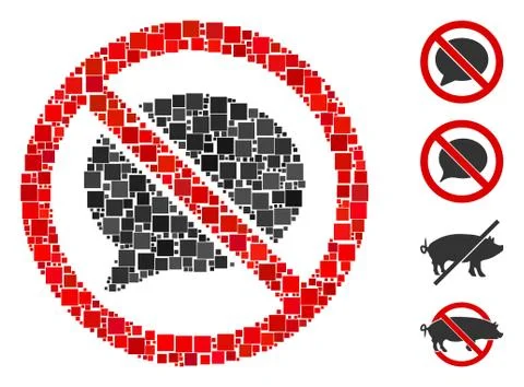 Square No Message Cloud Icon Vector Mosaic Stock Illustration