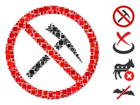 Square No Mining Tools Icon Vector Collage Stock Illustration