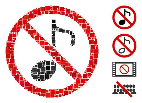 Square No Music Note Icon Vector Collage Illustrazione stock