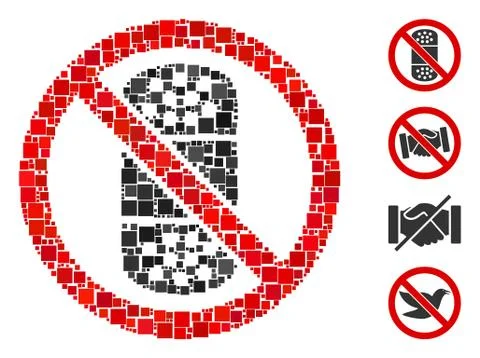 Square No Patch Icon Vector Collage Stock Illustration