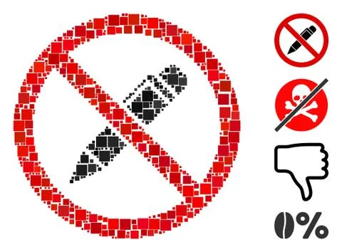 Square No Pencil Icon Vector Collage Stock Illustration