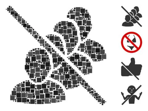 Square No People Queue Icon Vector Collage Stock Illustration