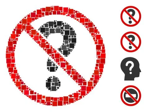 Square No Questions Icon Vector Mosaic Stock Illustration