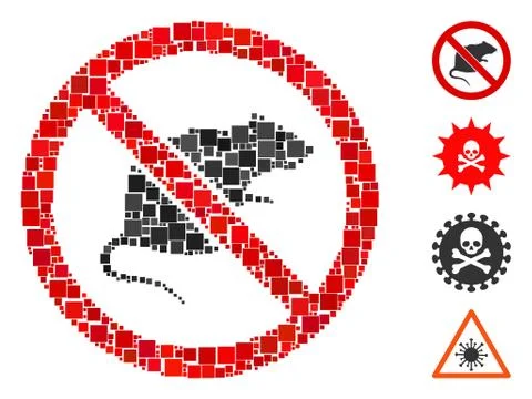 Square No Rats Icon Vector Mosaic Illustrazione stock