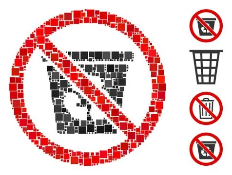 Square No Recycle Can Icon Vector Mosaic Stock Illustration