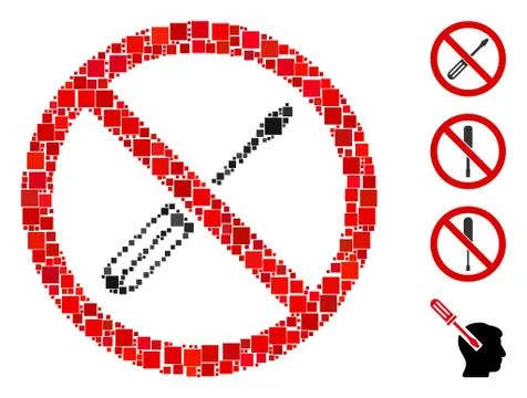 Square No Screwdriver Tuning Icon Vector Collage Illustrazione stock