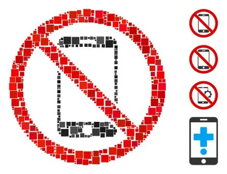 Square No Smartphone Icon Vector Mosaic Stock Illustration