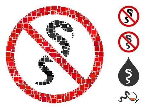 Square No Snake Icon Vector Collage Stock Illustration