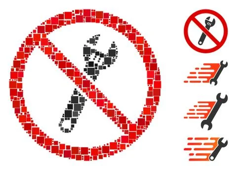 Square No Spanner Icon Vector Mosaic 스톡 일러스트