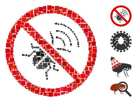 Square No Spy Bug Icon Vector Collage Stock Illustration
