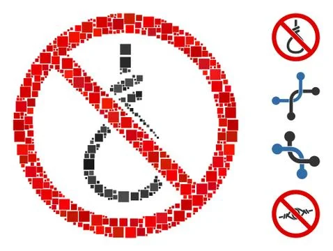 Square No Suicide Loop Icon Vector Collage Stock Illustration