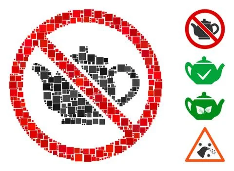 Square No Teapot Icon Vector Mosaic Stock Illustration
