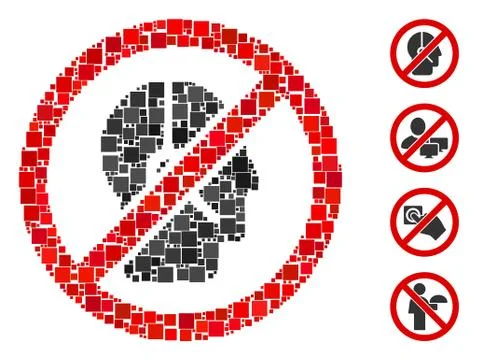Square No Telemarketing Operator Icon Vector Mosaic Stock Illustration