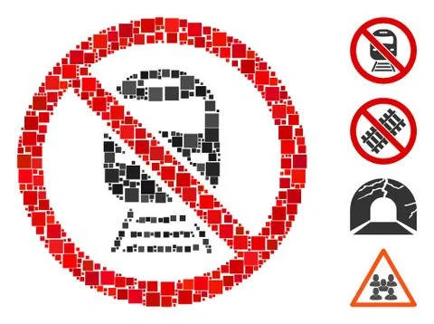 Square No Train Icon Vector Collage Stock Illustration