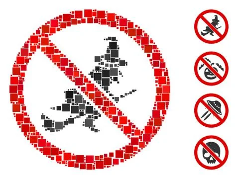 Square No Witch Flights Icon Vector Mosaic 스톡 일러스트