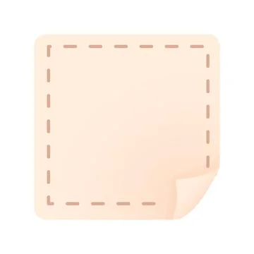Square note paper with dashed border corner peel Stock Illustration