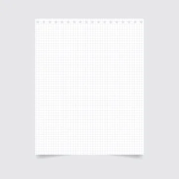 Square notepad sheet with holes on a gray background. Illustrazione stock