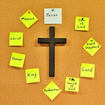 Square Notes of The Name of Jesus With Dark Cross Stock Photos