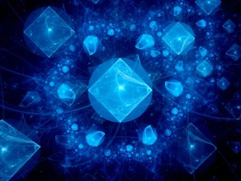 Square objects in cyberspace Stock Illustration