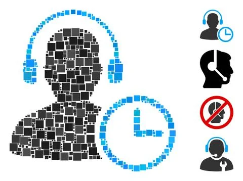 Square Operator Time Icon Vector Mosaic イラスト素材
