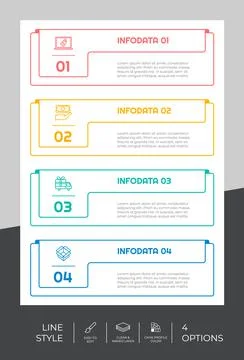 Square option infographic vector design with 4 steps &amp; colorful style for pre 스톡 일러스트