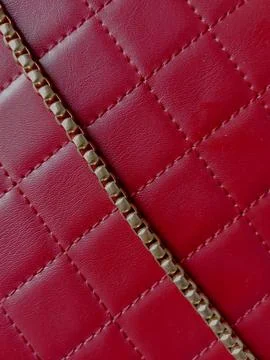 Square or box pattern on wine bag with gold chain across. Stock Photos