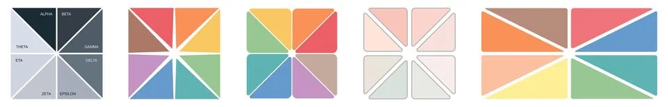 Square or rectangle divided into equal triangle segments, parts in differen.. Stock Illustration