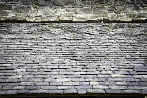 Square or rectangular area of complete slated roof Stock Photos