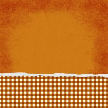 Square Orange and White Gingham Torn Grunge Textured Background Stock Illustration