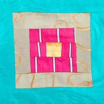 Square ornament of patchwork cloth Stock Photos