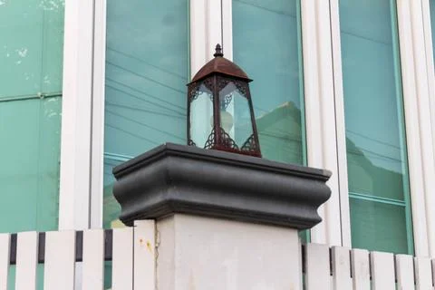 Square Outdoor Lantern in the Evening Photos